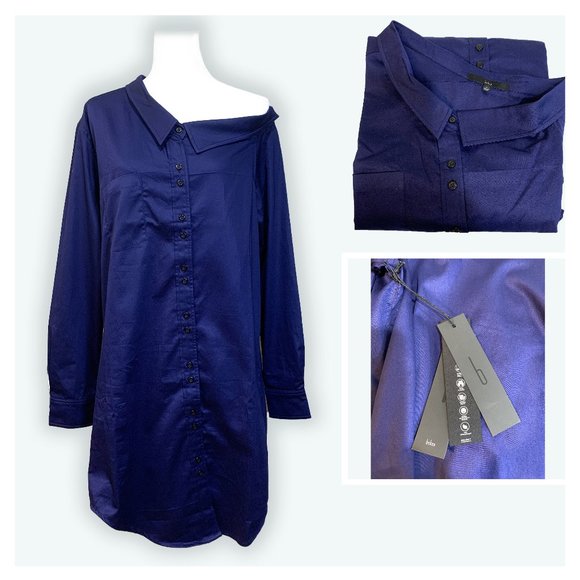 Behno Waverly Shirt Dress in blue purple color - Picture 2 of 3
